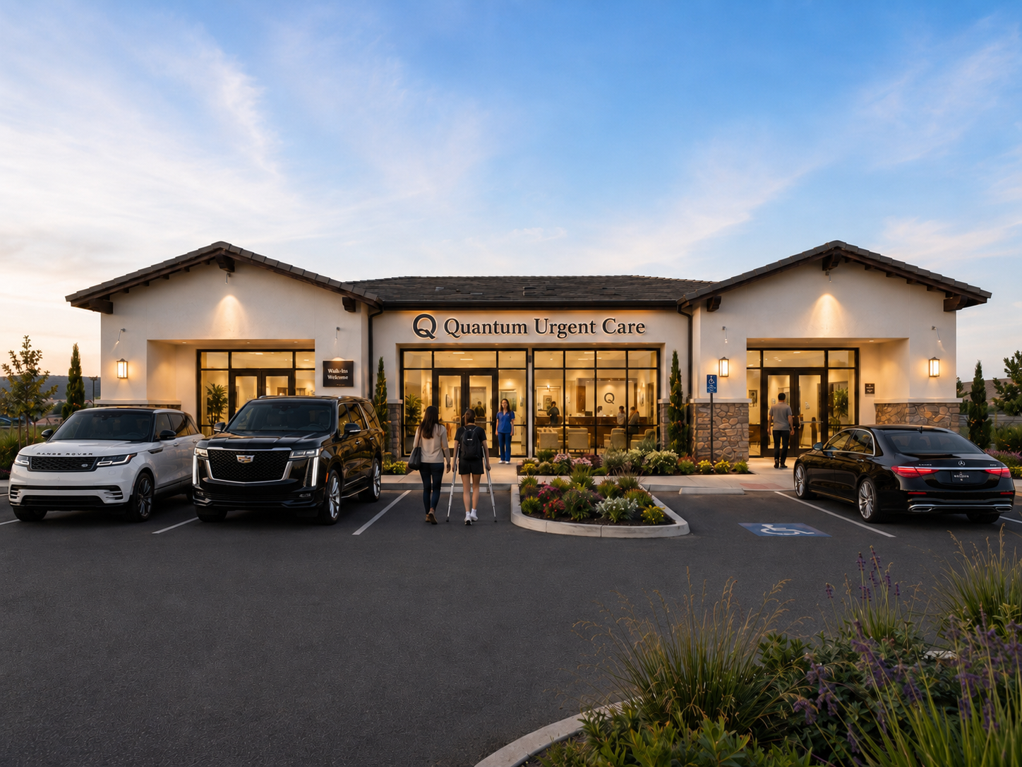 Architectural rendering of the Quantum Bridge clinic building